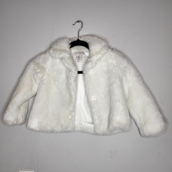 Catherine Malandrino faux fur cream jacket kids size 4T - Picture 2 of 10